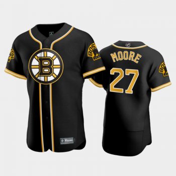 Men's John Moore #27 Bruins 2020 NHL X MLB Crossover Black Jersey