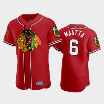 Men's Olli Maatta #6 Blackhawks 2020 NHL X MLB Crossover Red Jersey