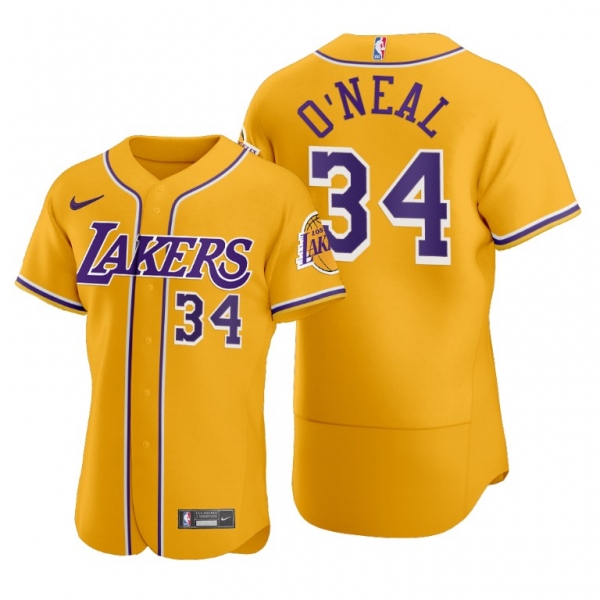 Shaquille O'Neal #34 Lakers Baseball Jerseys 2020 NBA X MLB Crossover Edition