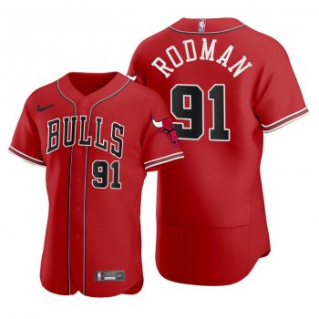 Dennis Rodman #91 Bulls Baseball Jerseys 2020 NBA X MLB Crossover Edition