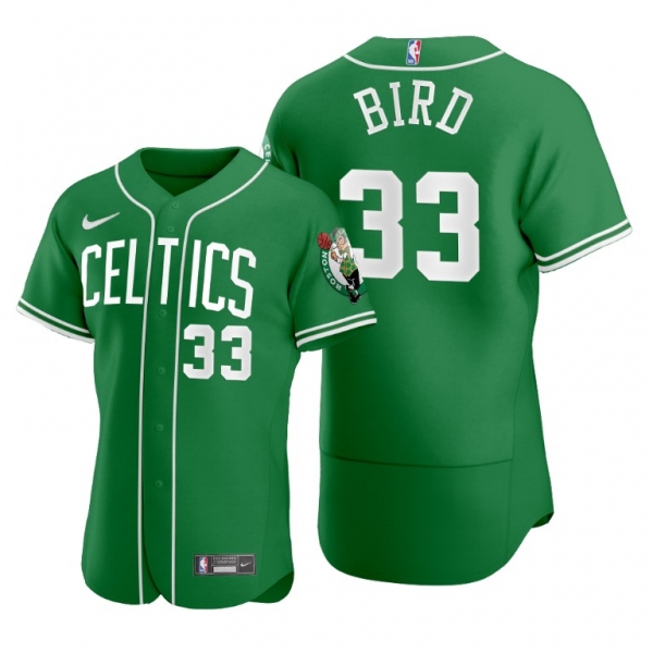 Larry Bird #33 Celtics Baseball Jerseys 2020 NBA X MLB Crossover Edition