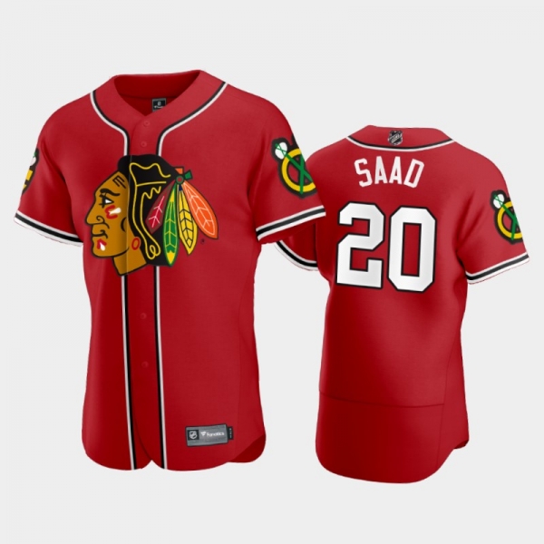 Men's Blackhawks Brandon Saad #20 2020 NHL X MLB Crossover Red Jersey