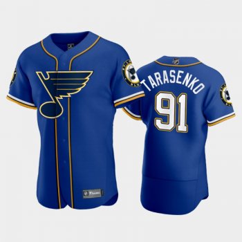 Men's Blues Vladimir Tarasenko #91 2020 NHL X MLB Crossover Royal Jersey