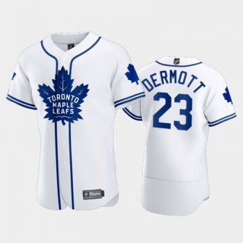 Men's Maple Leafs Travis Dermott #23 2020 NHL X MLB Crossover White Jersey