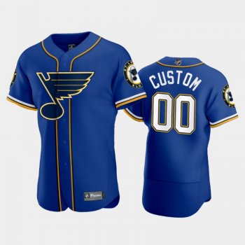 Men's Blues Custom #00 2020 NHL X MLB Crossover Royal Jersey