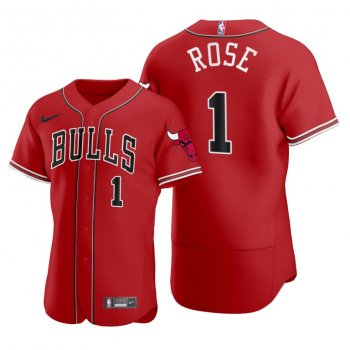 Derrick Rose #1 Bulls Baseball Jerseys 2020 NBA X MLB Crossover Edition