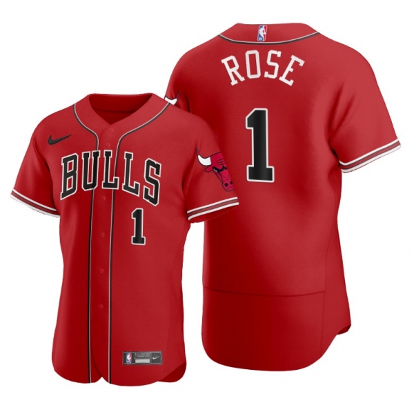 Derrick Rose #1 Bulls Baseball Jerseys 2020 NBA X MLB Crossover Edition