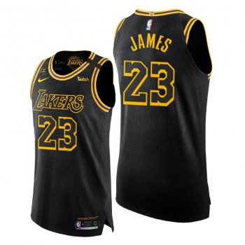 LeBron James #23 Lakers Black Mamba Golden Authentic Jersey 2020 Honors Kobe