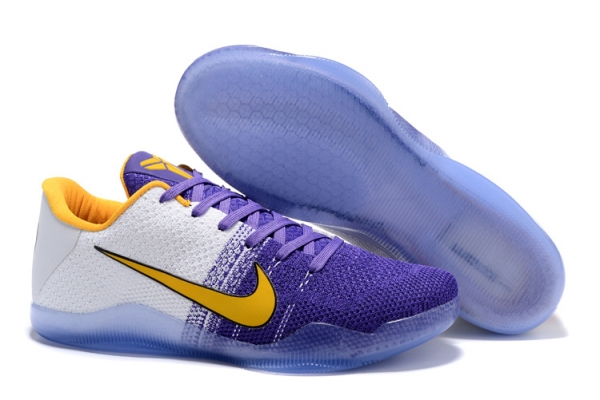 Running weapon Newest Nike Kobe Bryant 11 Knitted White/Purple/Yellow-ID1975