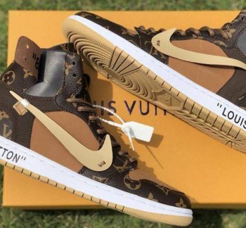 Men's Air Jordan AJ1 Off White Louis Vuitton Shoes-ID10