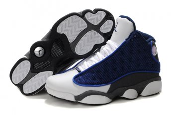 Running weapon Air Jordan 13 Retro Shoes White/Smooky Grey/Blue-ID306