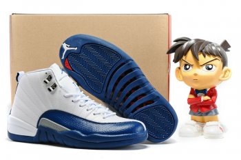 Running weapon Cheap Wholesale Air Jordan 12 Retro Men White/Blue-ID260