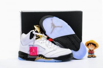 Running weapon Cheap Air Jordan 5 Shoes Men White/Black/Golden-ID494