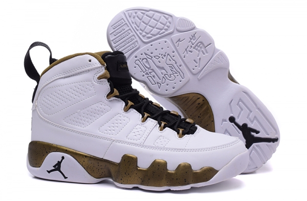 Running weapon Air Jordan 9 Shoes White and Gold Wholesale-ID585