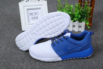 Running weapon Cheap Wholesale Nike Roshe Run Shoes Women White/Dark Blue-ID2477