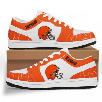 Women's Cleveland Browns AJ Low Top Leather Sneakers 001-ID970