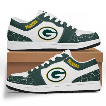 Women's Green Bay Packers AJ Low Top Leather Sneakers 001-ID974