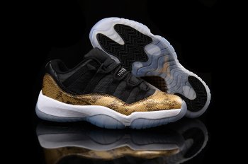 Running weapon Men Air Jordan 11 Retro Low Black/Golden/White-ID211