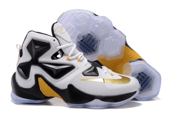 Running weapon Wholesale Nike LeBron James 13 Shoes White/Black/Golden-ID2142