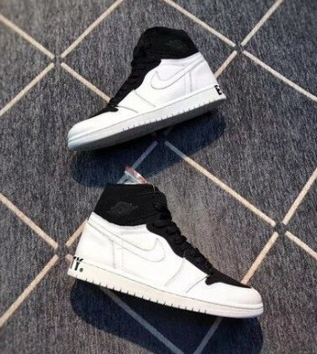 Men's Air Jordan AJ1 Black and White Shoes 2020001336-ID9