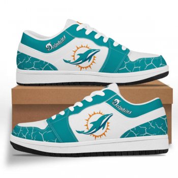 Men's Miami Dolphins AJ Low Top Leather Sneakers 001-ID624