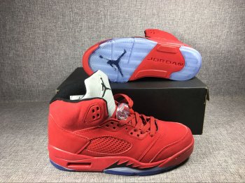 Men's 2017 Air Jordan 5 Raging Bull "Red Suede" University Red/Black Shoes-ID459