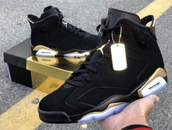 Men's Air Jordan AJ6 Black and Gold Shoes 2020017789-ID503