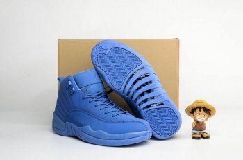 Running weapon Cheap Wholesale Air Jordan 12 Blue Suede Retro Men-ID253