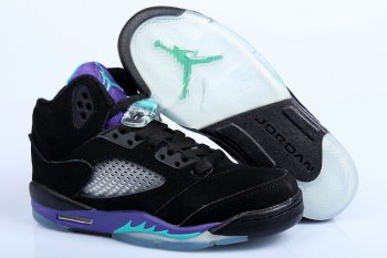 Running weapon Cheap Air Jordan 5 Basketball Shoes Men Black/Green-ID492