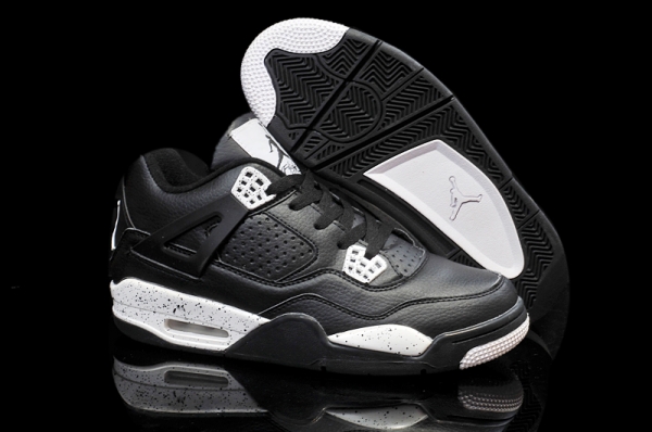 Men's Air Jordan 4 Black White Shoes-ID402