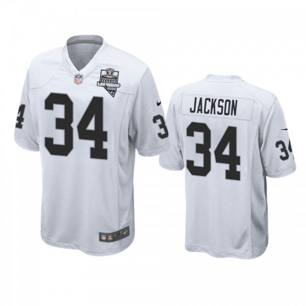 Men's Las Vegas Raiders Bo Jackson White 2020 Inaugural Season Game Jersey