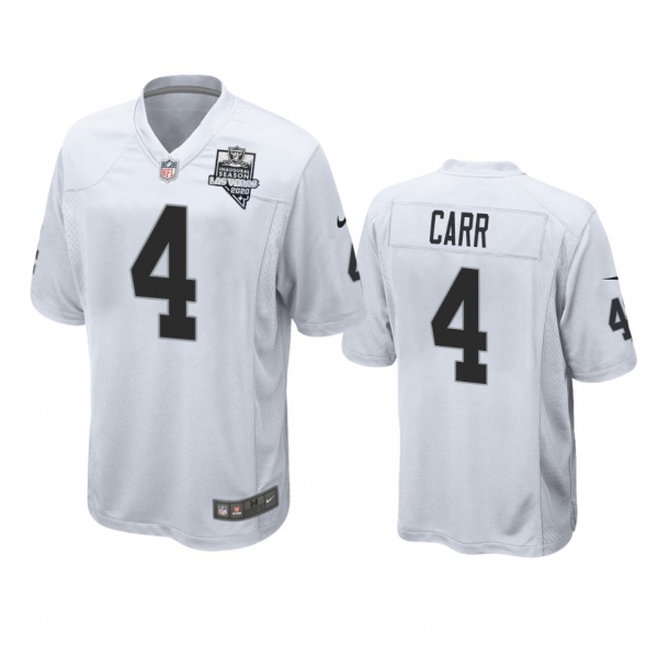 Men's Las Vegas Raiders Derek Carr White 2020 Inaugural Season Game Jersey