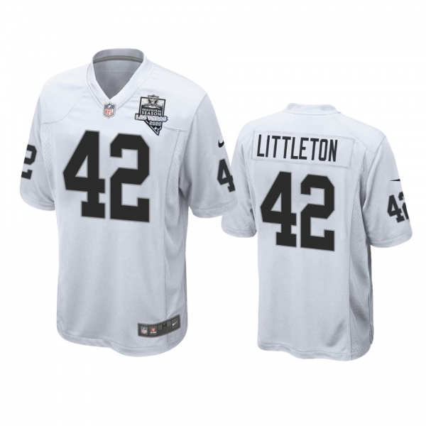 Men's Las Vegas Raiders Cory Littleton White 2020 Inaugural Season Game Jersey