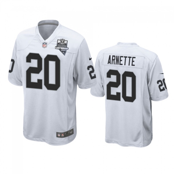 Men's Las Vegas Raiders Damon Arnette White 2020 Inaugural Season Game Jersey