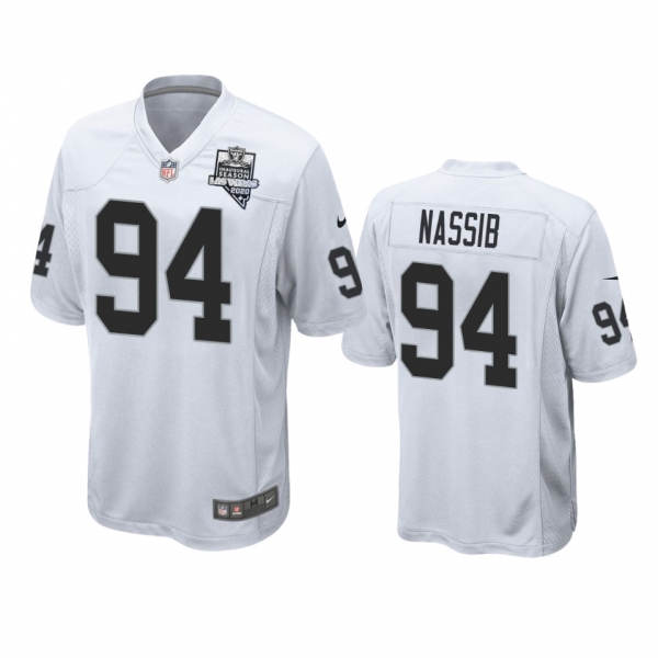 Men's Las Vegas Raiders Carl Nassib White 2020 Inaugural Season Game Jersey