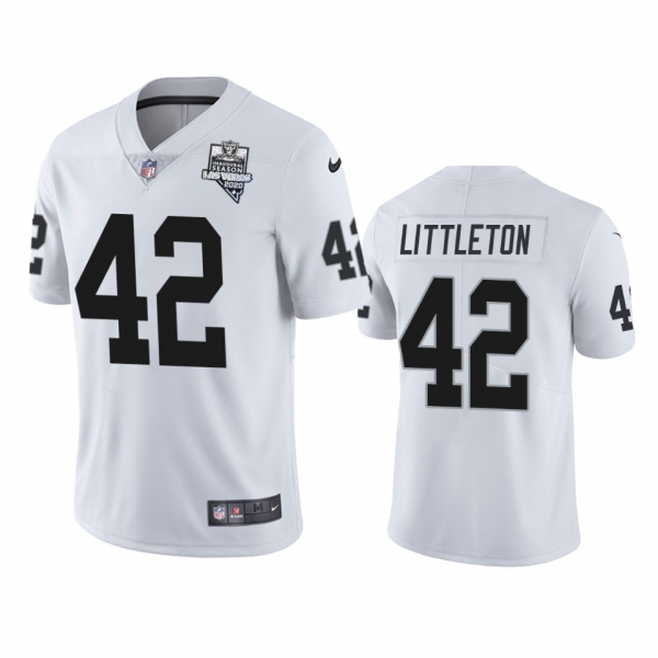 Men's Las Vegas Raiders Cory Littleton White 2020 Inaugural Season Vapor Limited Jersey