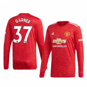 James Garner Manchester United 2020 Home Men's Red Long Sleeve Jersey