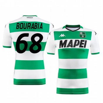 Mehdi Bourabia U.S. Sassuolo Calcio 2019-20 White Green Away Men's Short Sleeve Jersey