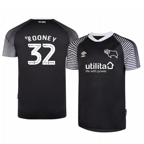 Youth Wayne Rooney Derby County 19-20 Third Black Official Short Sleeve Jersey