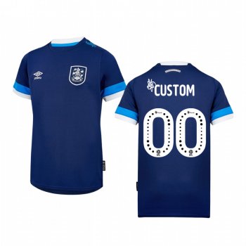 Youth Huddersfield Town Custom 19-20 Away Youth Navy Short Sleeve Jersey