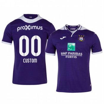 Custom Anderlecht 19-20 Home Men's Purple Short Sleeve Jersey