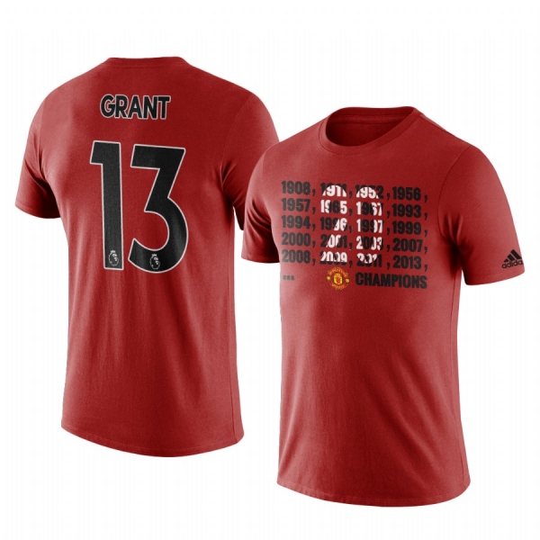 Men's Lee Grant Manchester United Champions Short Sleeve T-shirt