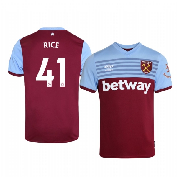 Men's Declan Rice West Ham United Home Short Sleeve Jersey 19-20