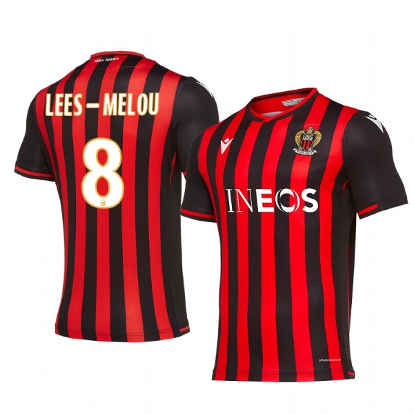 OGC Nice Pierre Lees-Melou Men's Red Black Home Short Sleeve Jersey 19-20