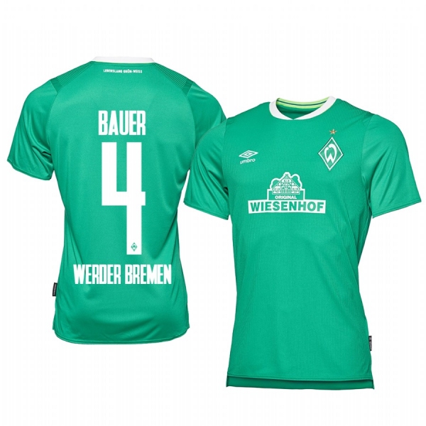 Defender Werder Bremen Robert Bauer Men's Home Jersey 19-20