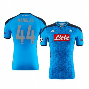 Kostas Manolas SSC Napoli Champions League Home Sky Blue Short Sleeve Jersey