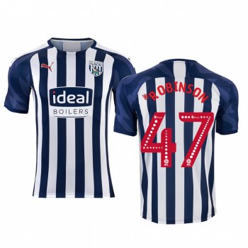 West Bromwich Albion Callum Robinson Men's White Blue Home Short Sleeve Jersey 19-20