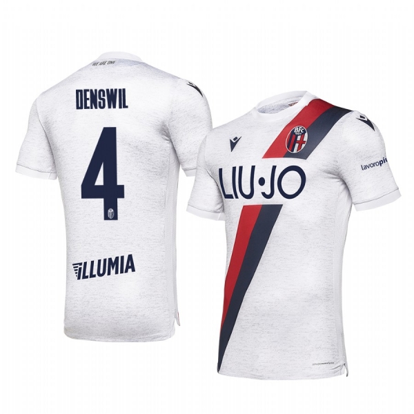 Bologna Stefano Denswil Men's White Away Short Sleeve Jersey 19-20