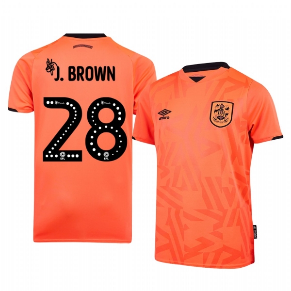 Huddersfield Town Jaden Brown 19-20 Third Men's Orange Short Sleeve Jersey