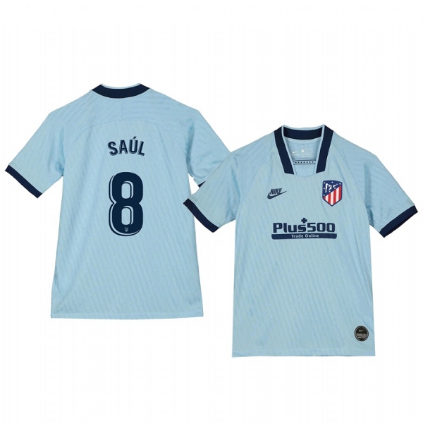 Youth Saul Atletico de Madrid 19-20 Third Light Blue Alternate Short Sleeve Jersey